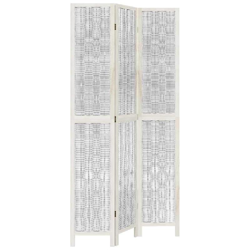 Décoshop26 - Paravent séparateur de pièce cloison 3 panneaux en bois de paulownia et brindille de saule blanc DEC030758 - blanc 3000258106223_0