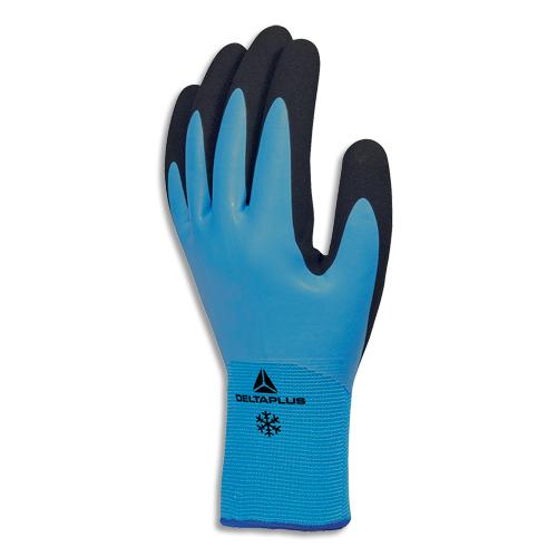 Delta plus paire de gants hiver thrym bleu noir en polyamide et acrylique, enduction latex, taille 9_0
