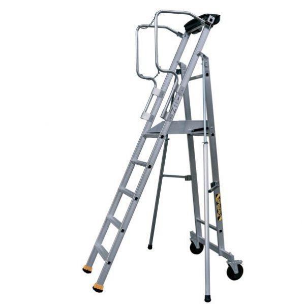 Escabeau mobile de rayonnage en aluminium - 8 marches - accès de face ou de profil - Marque Rolléco_0