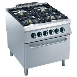 Fourneau gaz 4 feux vifs avec four électrique GN 2/1 - Modèle G22/4BFE8-N - Dimensions 800x900xh850/920 mm_0