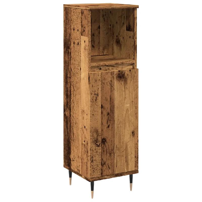 Helloshop26 - Armoire de salle de bain bois d'ingénierie vintage 30 x 30 x 100 cm rangement flexible style industriel en vieux bois 02_0051085 - Bois_0