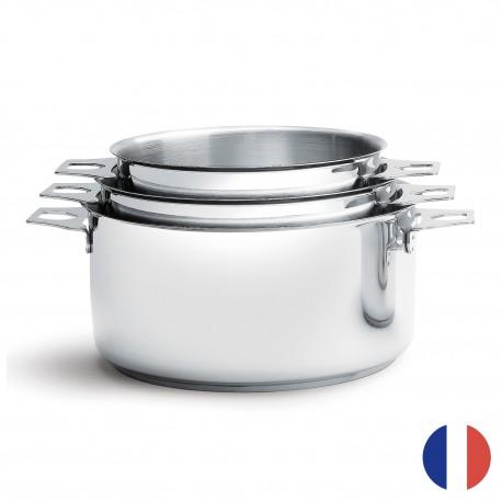 Lot de 3 casseroles amovibles en inox Twisty De Buyer - Qualité professionnelle - Compatibles tous feux, y compris induction_0