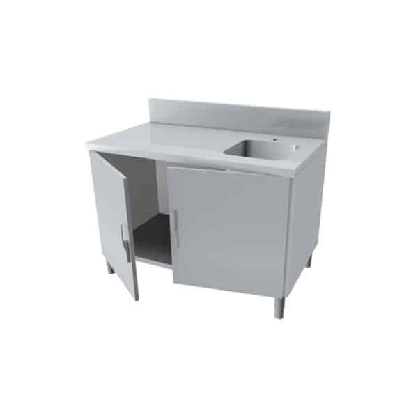 Meuble plonge pour service traditionnel arrière 2 portes battantes P 800 mm_0