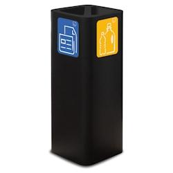 Stil Casa PURE, conteneur déchets en acier peint, 30x30xH80 cm, couvercle 2 compartiments, pictogrammes magnétiques, 60 L, noir. - noir acier PU60F-_0