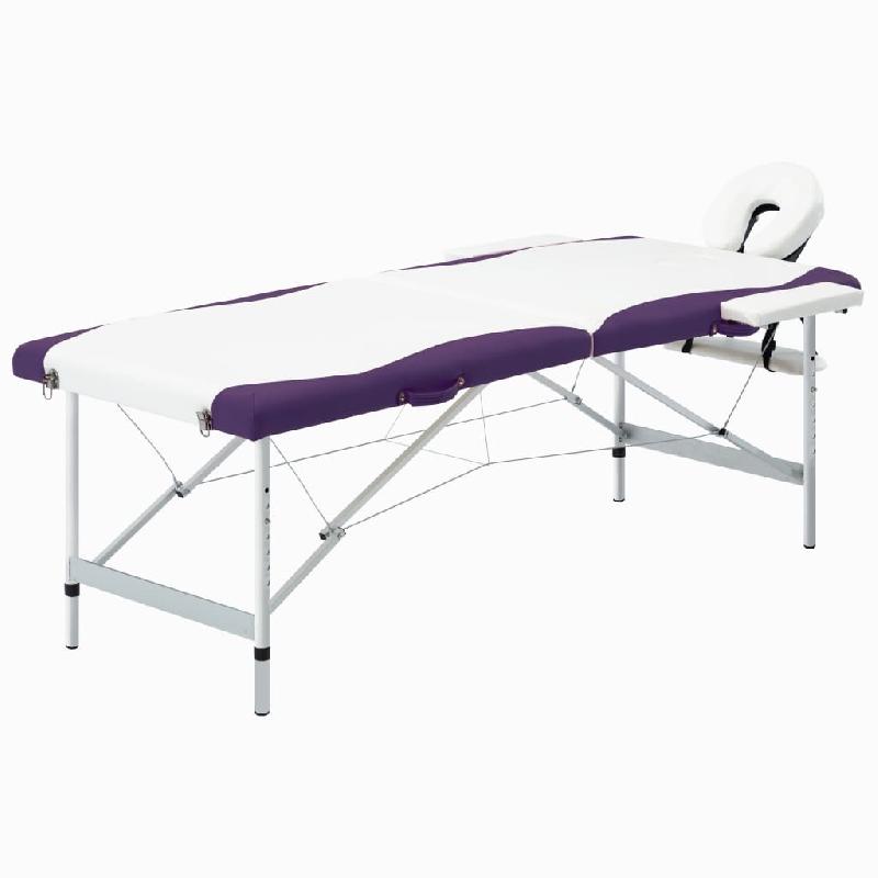 TABLE DE MASSAGE PLIABLE 2 ZONES INOX BLANC ET VIOLET 02_0001805_0