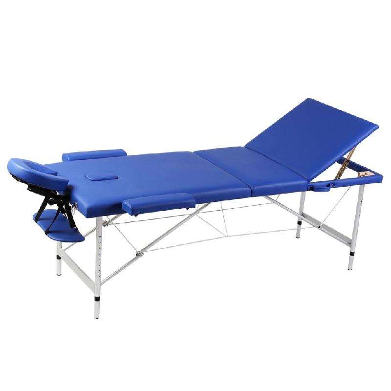 TABLE PLIABLE DE MASSAGE 3 ZONES SHIATSU ET LE REIKI AVEC CADRE EN ALUMINIUM BLEU 02_0001881_0