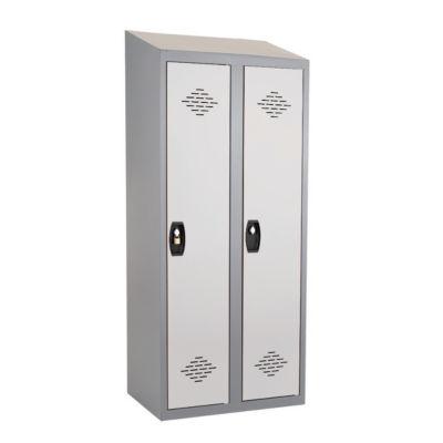 Vestiaires monobloc  Confort Industrie salissante 2 cases, toit incliné, gris / gris_0