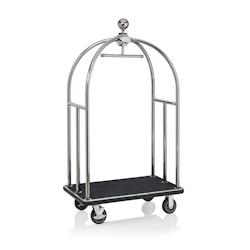 WAS Germany - Chariot à bagages, 112 x 61 x 186 cm, couleur argent, tapis noir, acier inoxydable (4442002) - noir inox 4442 002_0