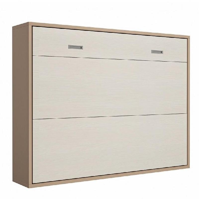 Armoire lit escamotable SKYROS 140*200 cm structure beige façade crème_0