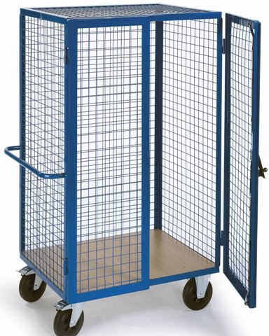 Armoire roulante grillagée - parois soudées, fond bois, 500kg - 2 dimensions disponibles_0