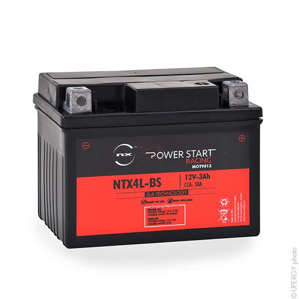 Batterie moto AGM préactivée NTX4L-BS / YTX4L-BS 12V 3Ah - NX Power Start - Étanche et résistante_0