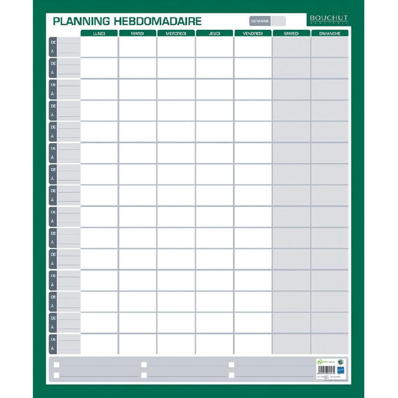 Bouchut Tableau planning hebdomadaire perpétuel effaçable à sec 50 x 60 cm_0