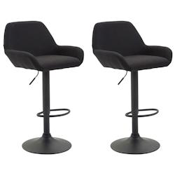 CLP Lot de 2 tabourets de bar Braga en tissu Noir /Noir - noir textile 305316_0