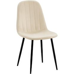 Décoshop26 - Chaise de salle à manger x1 design moderne coutures verticales velours crème et pieds en métal noir 10_0001981 - noir 3000250781695_0