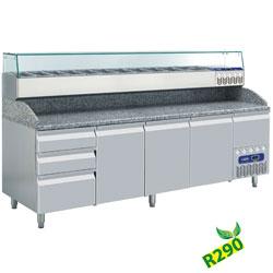 Ensemble table frigorifique TP361/R2 + SX249G/PR2 - Pizza Line PLUS - 2490x720(800)xH880/940(1475)_0