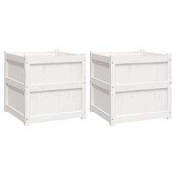 Helloshop26 - Jardinière bac lit surélevé plantes fleurs jardin terrasses lot de 2 bois de pin massif blanc 02_0039037 - 3000217988334_0