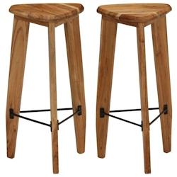 Helloshop26 - Lot de deux tabourets de bar design chaise siège bois d'acacia massif triangulaire 1202114 - 3002326439455_0