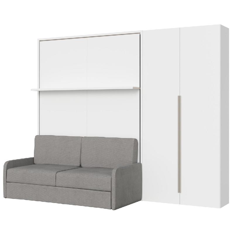 Itamoby Versia Sofà 160 Lit Double Escamotable Vertical Avec Canapé, Étagère Et Armoire Droite Avec 2 Portes Blanc - blanc 8050598909300_0