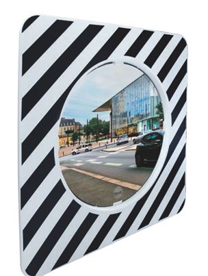 Miroir réglementaire d'agglomération avec cadre noir et blanc, pour un maximum de visibilité dans les carrefours dangereux et intersections - VIALUX_0