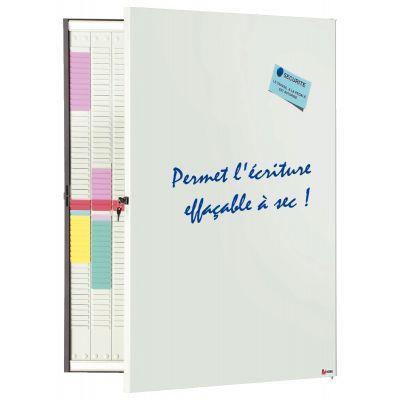 Planning portefeuilles à fiches indice 2 - Format 140 x 101 cm - Tableau blanc et métal - Fermeture à clef_0
