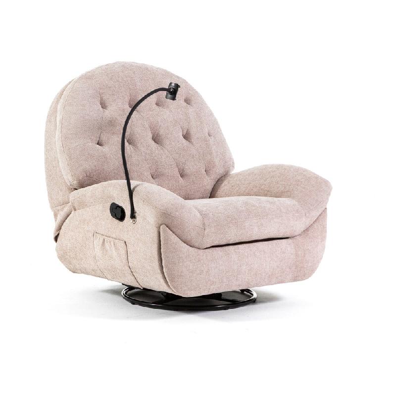 RATTATAN Fauteuil Relax Inclinable Manuel, 3 positions, Pivotant et à Bascule, pour Salon, Fauteuil pour Personnes Âgées, Style Moderne - Pina/Beig_0