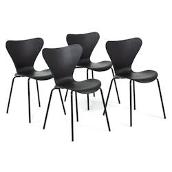 RATTATAN Lot de 4 chaises d’intérieur en polypropylène, pieds en métal avec finition effet bois, empilables, pour bar, restaurant ou cuisine –_0