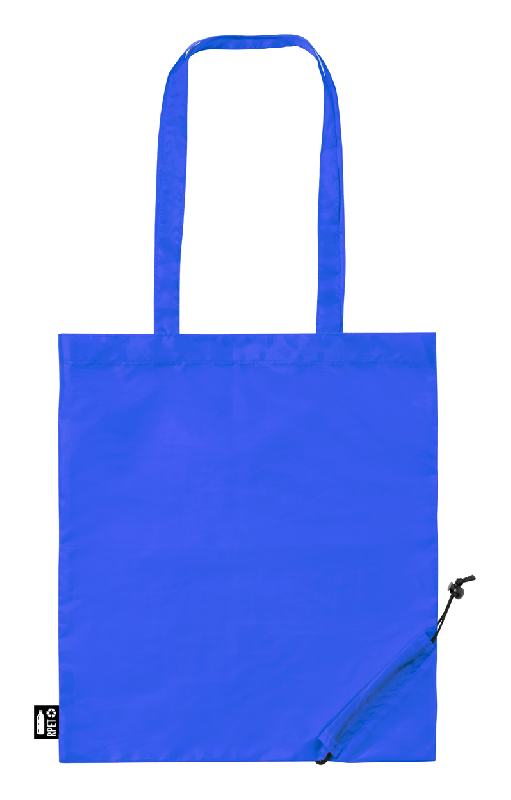 Sac shopping pliable en polyester RPET - labélisé RPET - couleur bleu - 34 g_0