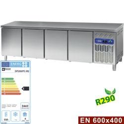 Table frigorifique ventilée 4 portes en 600x400 (760 l) euronorme line 2542x800xh880/900 - DP255/PC-R2_0