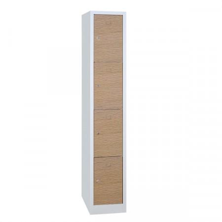 Vestiaire 4 cases superposées portes en bois - Larg. 300 mm_0