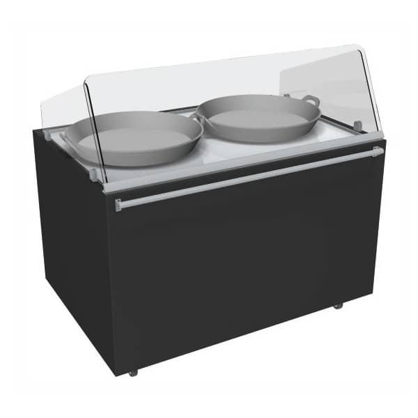 Vitrine à plats cuisinés service traditionnel 2 poêlons 2 x 2.25 kw L 1450 x P 1000 x H 860/1310 mm (type de produit: Vitre avant inclinée)_0
