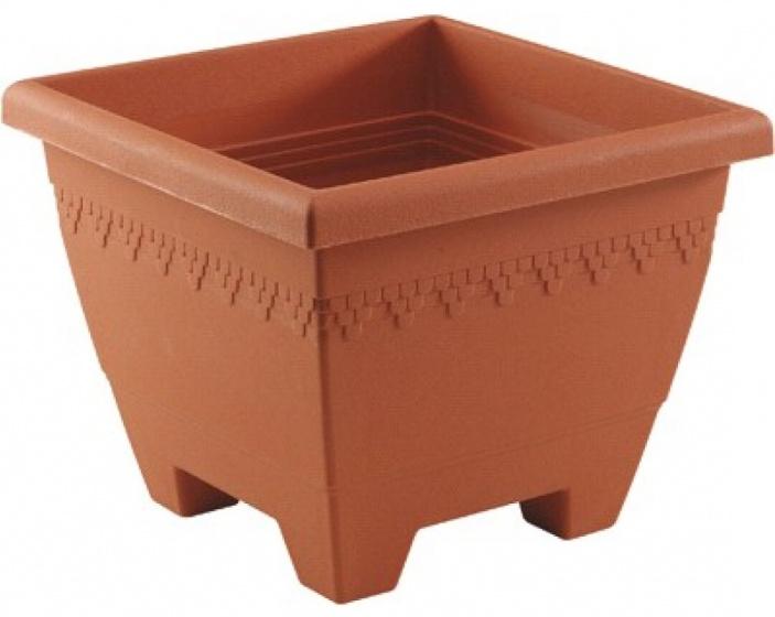 HEGA LIMA - Pot de fleurs carré 40 cm, marron, 29.2 litres, plastique non toxique - HEGA_14252_0