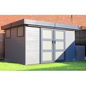Abri de jardin en bois 19 mm - s8716-sjobo - Toit plat, 9,91 m², portes coulissantes en plexiglass_0