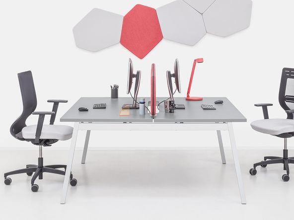 Bureau Bench 2 personnes Mogi avec piètement métallique et plateau en bois_0