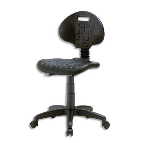 Chaise technique noire en polyuréthane hauteur standard avec repose-pieds sur roulettes_0