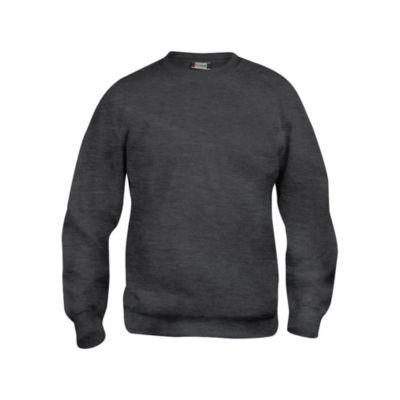 CLIQUE Sweat basic col rd Anthracite Chiné S_0