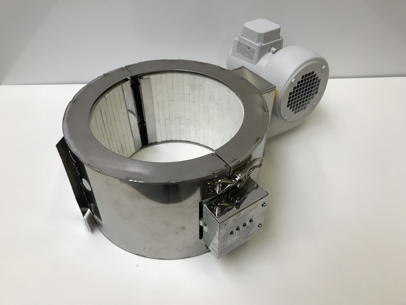 Collier chauffant ventilé en céramique - avec double enveloppe et ventilateurs basse pression pour extrudeuses_0