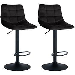 Décoshop26 - Lot de 2 tabourets de bar en velours noir base métal noir réglable en hauteur et repose-pieds TDB10628 - noir 3002468932692_0