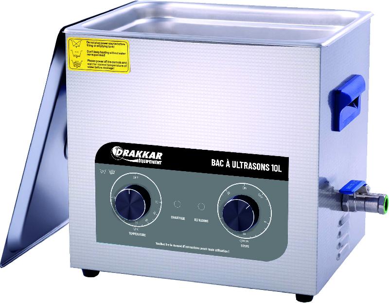 DRAKKAR - Bac inox à ultrasons 10L 230V - Cuve 300x240x150mm - Puissance 240W - 07901_0