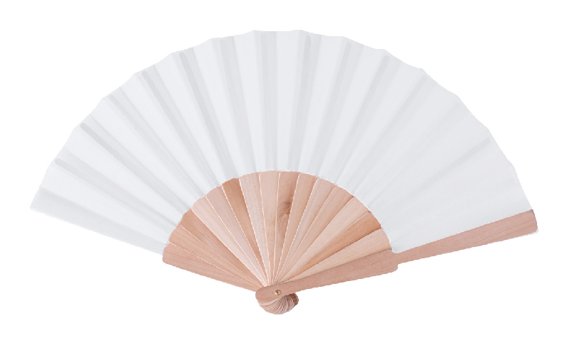 Éventail en polycoton - éléments en bois - couleur blanc - 41g_0