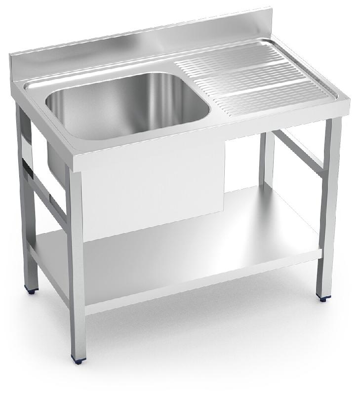 Evier avec support avec étagère avec une cuve, égouttoir à droite 1200x600x850 mm. - FRI055010_0