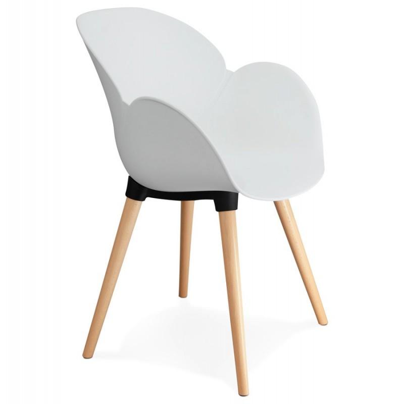 Fauteuil design scandinave Pikat 84cm blanc et naturel - Paris Prix_0
