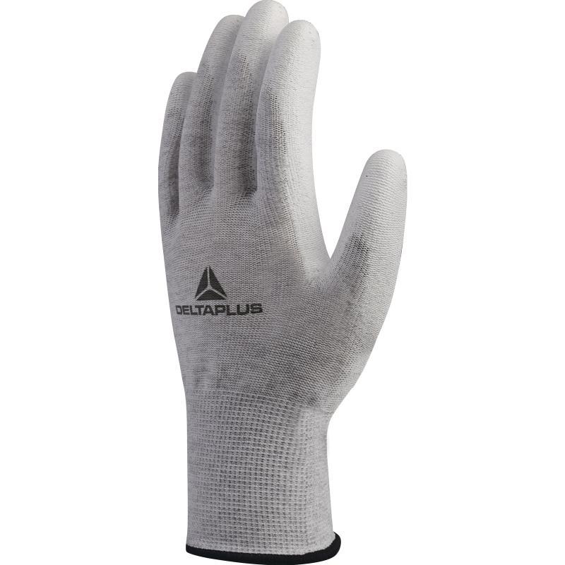 Gant antistatique tricot polyester/carbone - paume enduite pu - ve702pesd_0