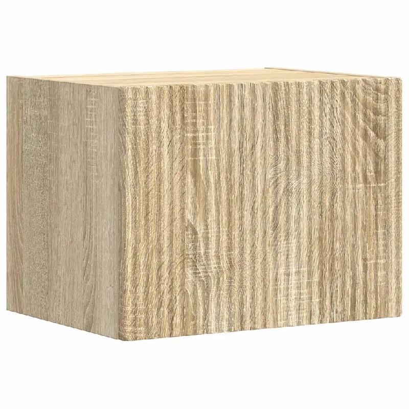 Helloshop26 - Meuble TV mural moderne avec étagère et porte pivotante 60 x 31 x 29 cm en bois d'ingénierie sonoma 02_0054873 - Bois massif 30002386_0