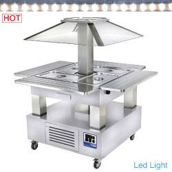 Ilot buffet chauffant  bain marie  4x gn1/1-150 (bois blanc)    cbm/4d-a1_0