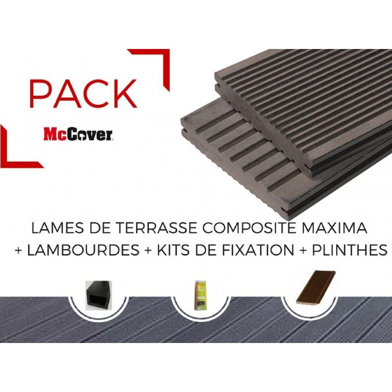 PACK 1 M² LAME DE TERRASSE COMPOSITE MAXIMA ACCESSOIRES (3 COLORIS) 3600 MM - COLORIS - BRUN ROUGE, EPAISSEUR - 22MM, LARGEUR - 14 CM, LONGUEUR - 360 CM, SURFACE COUVERTE EN M² - 1_0