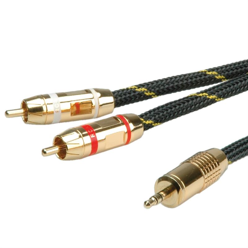 ROLINE GOLD Câble audio 3,5mm Stéréo - 2x RCA, M / M, 5 m_0