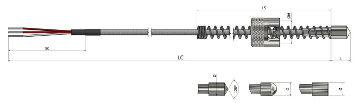 Sonde de résistivité à résistance de surface Baïonnette - PS30 - Pt100/Pt500/Pt1000 - Classe A/B_0