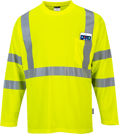 T-shirt hi-vis manche longue avec poche jaune S191 - 4XL - respirant et certifié CE_0