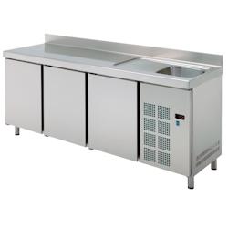 Table froide gn 1/1 3 portes et évier avec égouttoir - 1800x700x850 mm - 190 W 230/1V - 72989509 Eurast - inox 72989509_0