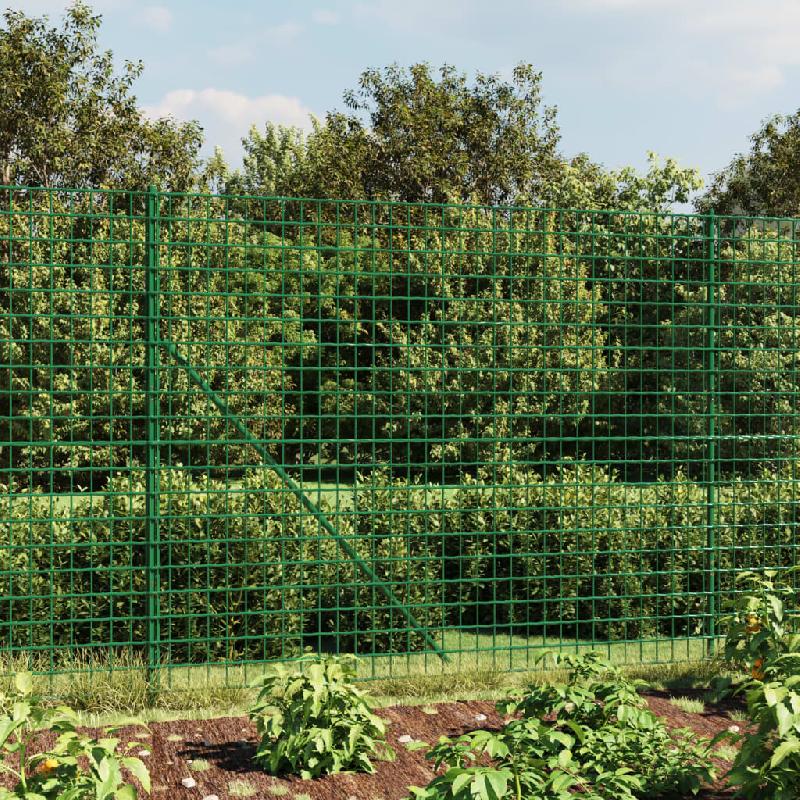 Vidaxl clôture en treillis métallique et piquet d'ancrage vert 2,2x10m 154119_0